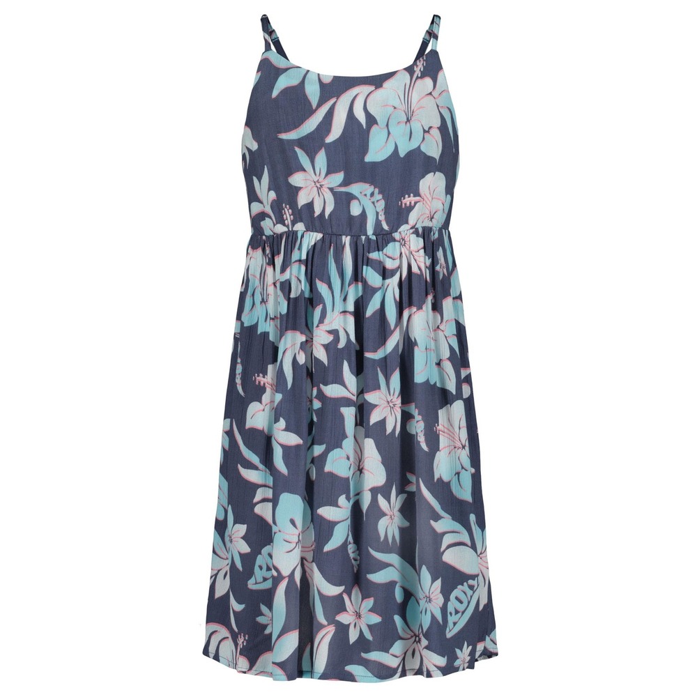 NWT Roxy Girls Island Cove Dress Indigo Hibiscus Fit & Flare Summer XL 16